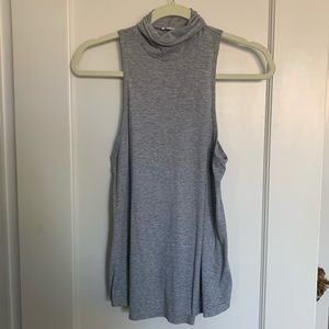 Free People Gray Ribbed Turtleneck Tank Sz SMALL